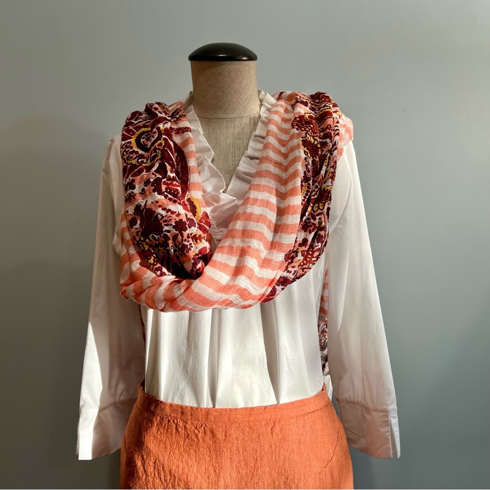 Ann Taylor Loft Floral and Striped Scarf